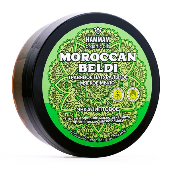 Марокканское натуральное травяное мыло Moroccan Beldi Эвкалиптовое Hammam Organic Oils